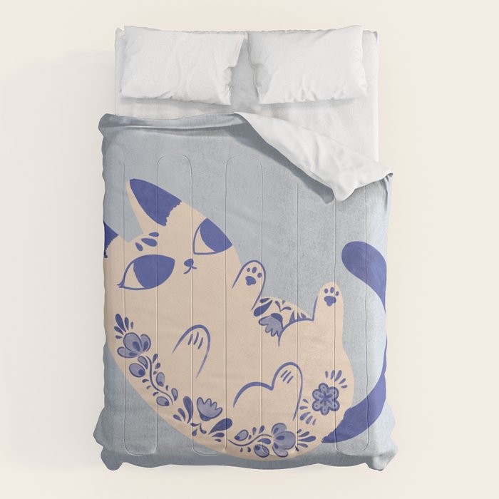 Purrcelin Cat Butt - Charming Delft Pottery Kitty Comforter Gallery Image 6