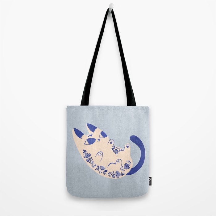 Purrcelin Cat Butt - Charming Delft Pottery Kitty Tote Bag Gallery Image 2