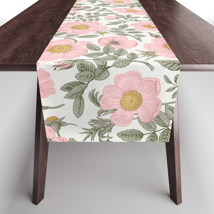 Wild Roses Cottage Garden Summer Floral Pattern Table Runner Gallery Image 1