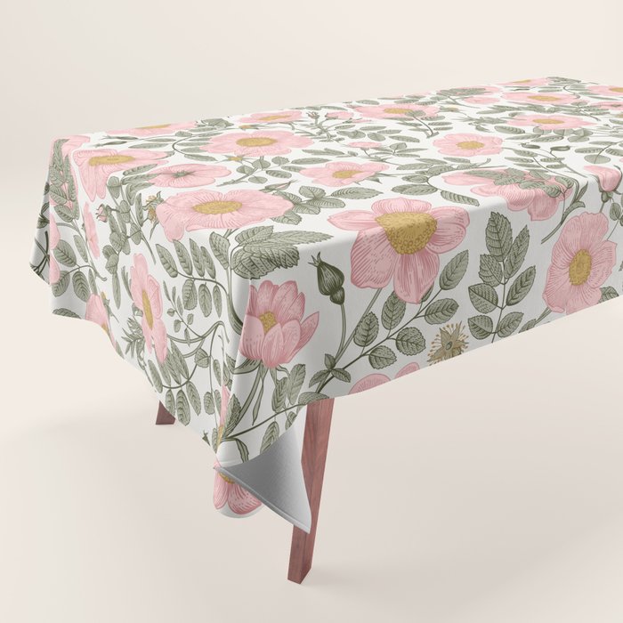 Wild Roses Cottage Garden Summer Floral Pattern Tablecloth Gallery Image 1