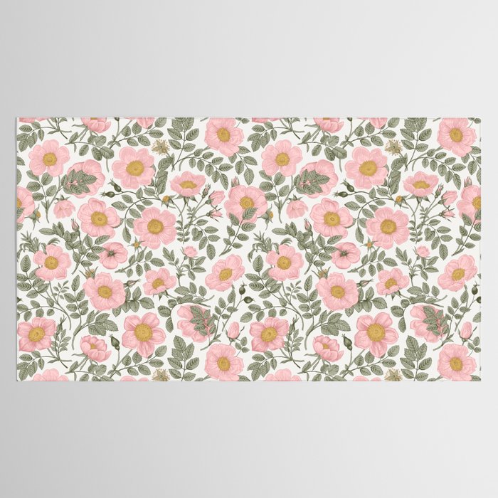 Wild Roses Cottage Garden Summer Floral Pattern Tablecloth Gallery Image 2