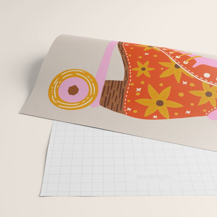 Retro Roller Skates - Coral Wrapping Paper Gallery Image 2