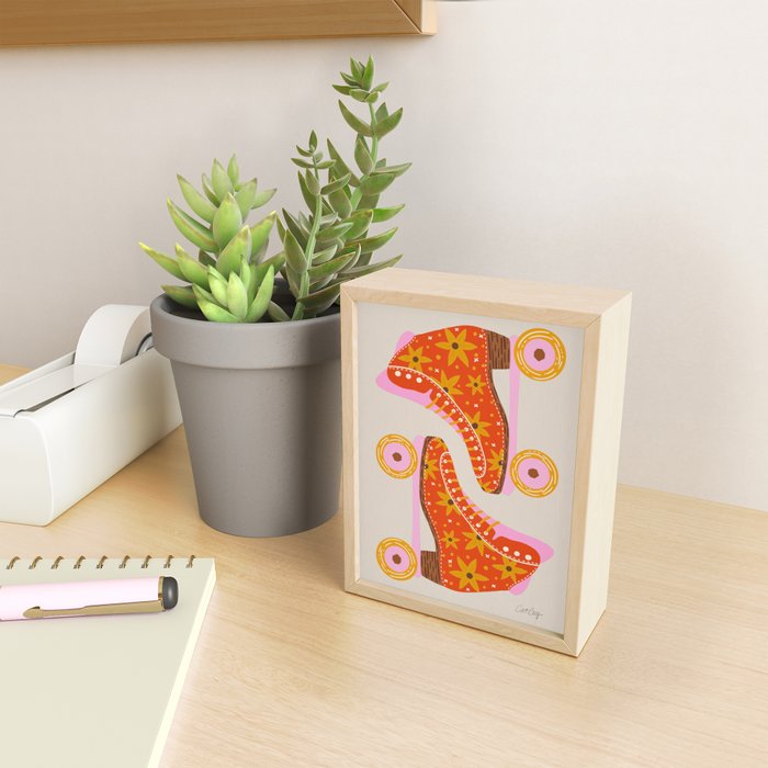 Retro Roller Skates - Coral Mini Art Print Gallery Image 2