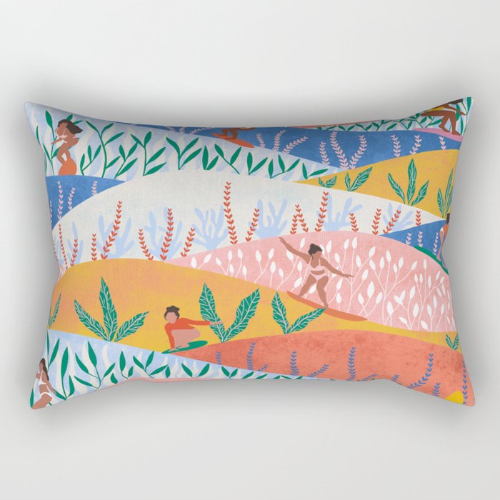 Surfer Girls Rectangular Pillow Gallery Image 1