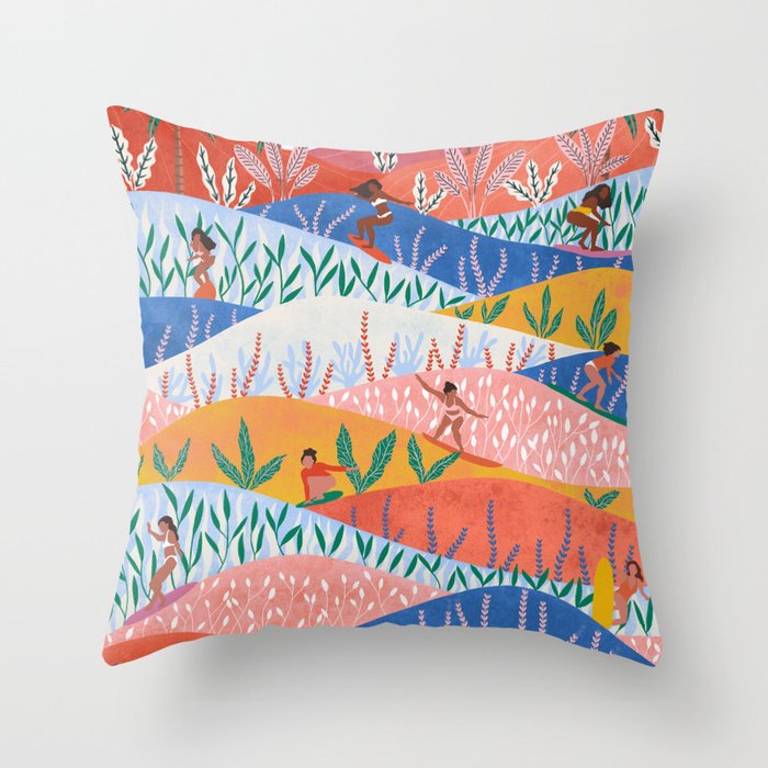 Surfer Girls Throw Pillow Gallery Image 6