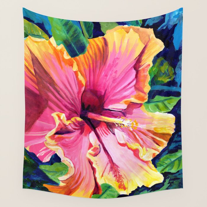Tropical Bliss Hibiscus Wall Tapestry Gallery Image 4