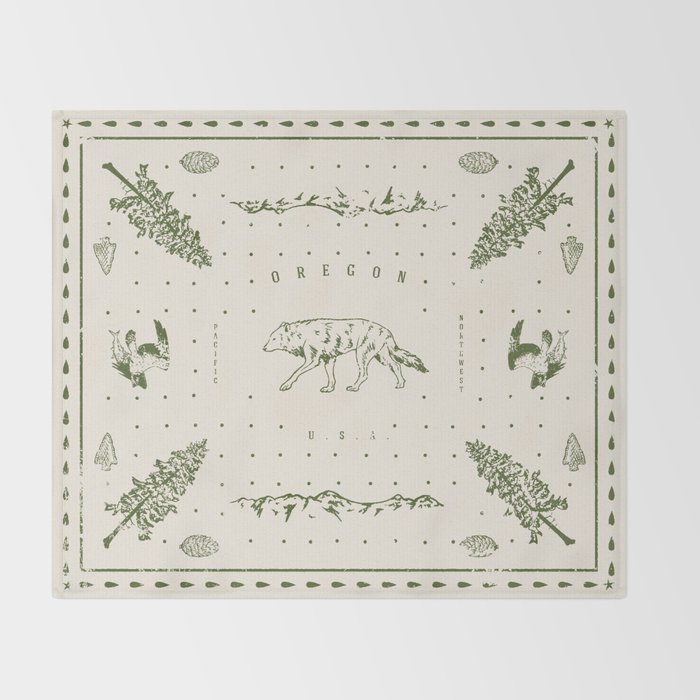 Vintage Oregon (Cream) Throw Blanket Gallery Image 2
