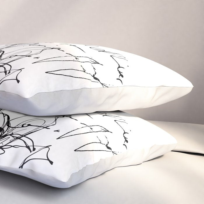 Imperfect Beauty Expressive Line Art Portrait  Pillow Sham Gallery Image 3