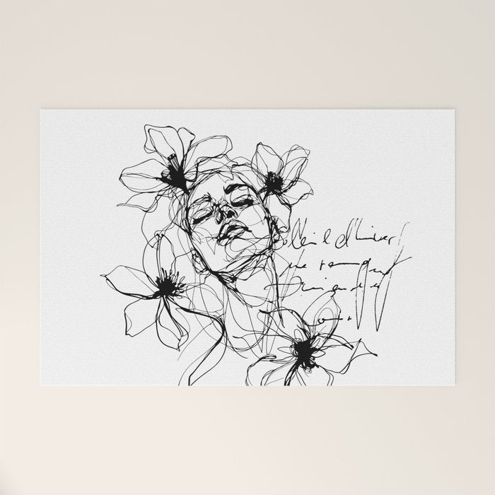 Imperfect Beauty Expressive Line Art Portrait  Welcome Mat Gallery Image 1