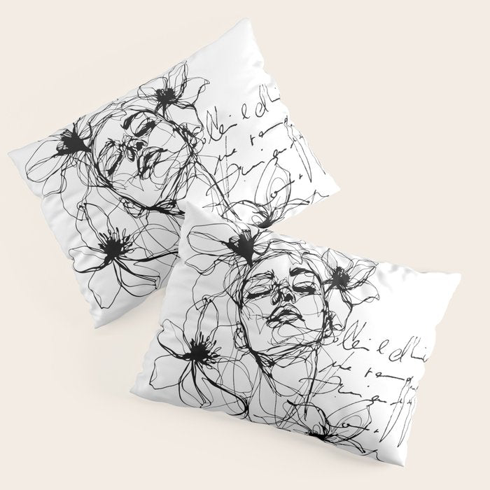 Imperfect Beauty Expressive Line Art Portrait  Pillow Sham Gallery Image 1