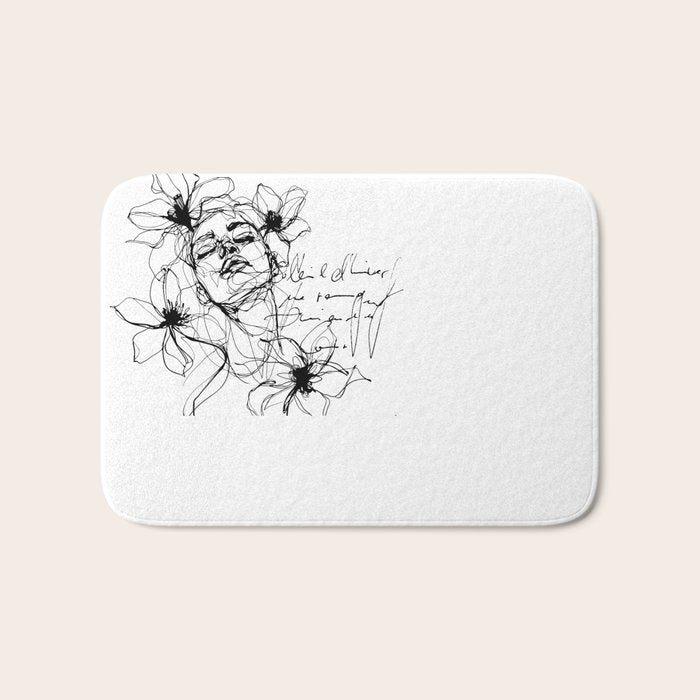 Imperfect Beauty Expressive Line Art Portrait  Bath Mat Gallery Image 1