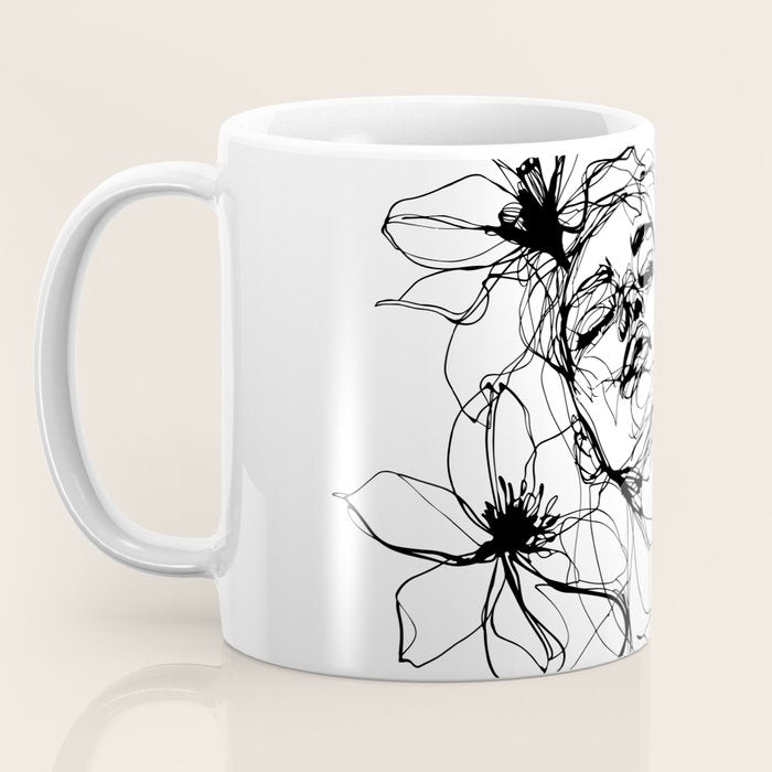 Imperfect Beauty Expressive Line Art Portrait  Coffee Mug Gallery Image 3