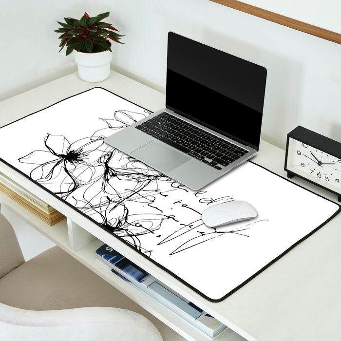 Imperfect Beauty Expressive Line Art Portrait  Desk Mat Gallery Image 2