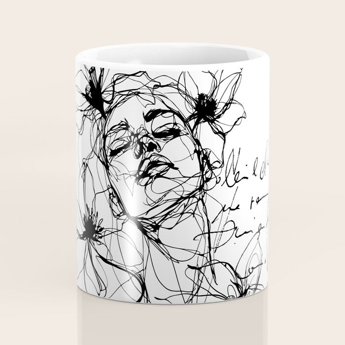 Imperfect Beauty Expressive Line Art Portrait  Coffee Mug Gallery Image 4