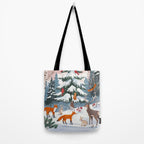 Animals in a Snowy Winter Forest Tote Bag Gallery Image 2