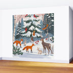 Animals in a Snowy Winter Forest Wall Mural Gallery Image 2
