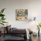 Animals in a Snowy Winter Forest Wood Wall Art Gallery Image 2
