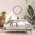 Animals in a Snowy Winter Forest Comforter Gallery Image 3