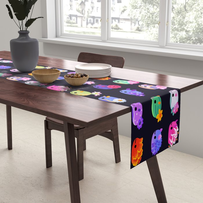 Flower sea slug - dark Table Runner Gallery Image 2