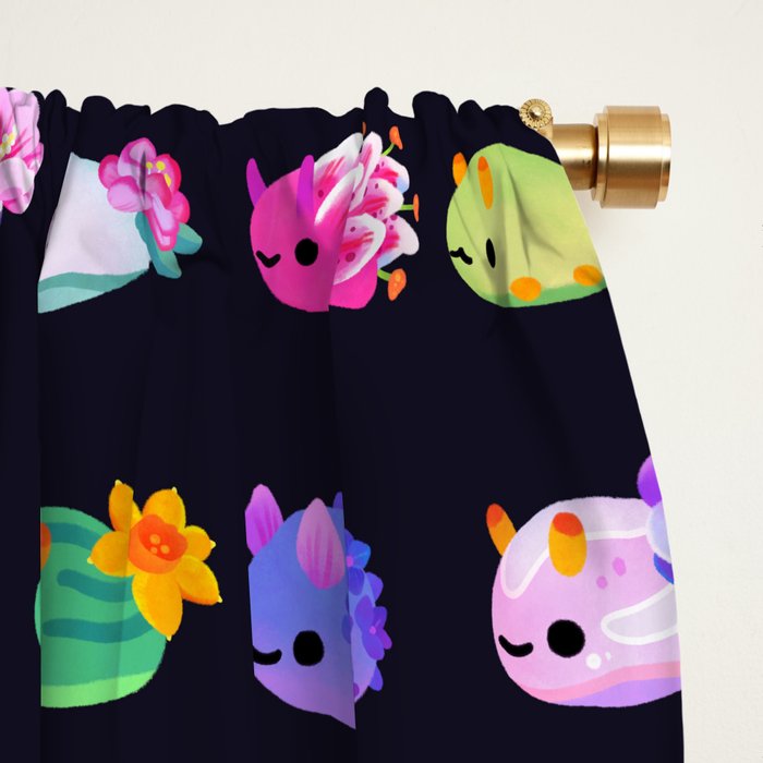 Flower sea slug - dark Window Curtain Gallery Image 2