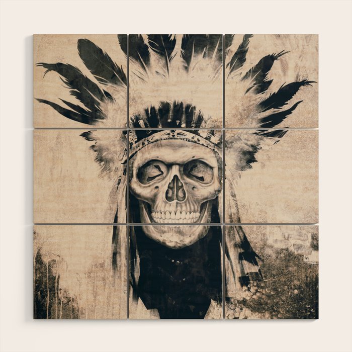 INDIAN SKULL Wood Wall Art Gallery Image 1