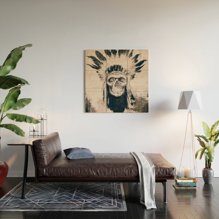 INDIAN SKULL Wood Wall Art Gallery Image 2