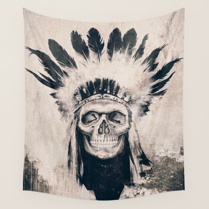 INDIAN SKULL Wall Tapestry Gallery Image 4
