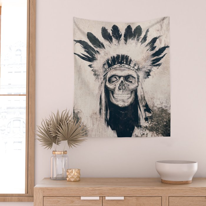 INDIAN SKULL Wall Tapestry Gallery Image 2