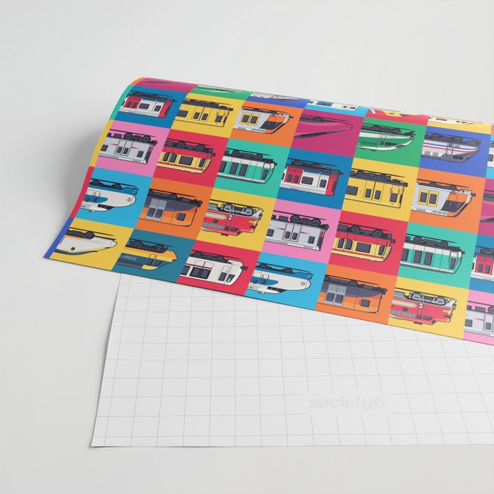 World Trains Grid Pattern Wrapping Paper Gallery Image 2