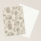 Chonky Cats Toile de Jouy Stationery Card Gallery Image 2