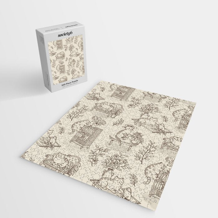 Chonky Cats Toile de Jouy Jigsaw Puzzle Gallery Image 2