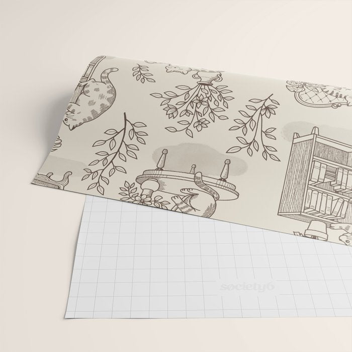 Chonky Cats Toile de Jouy Wrapping Paper Gallery Image 2