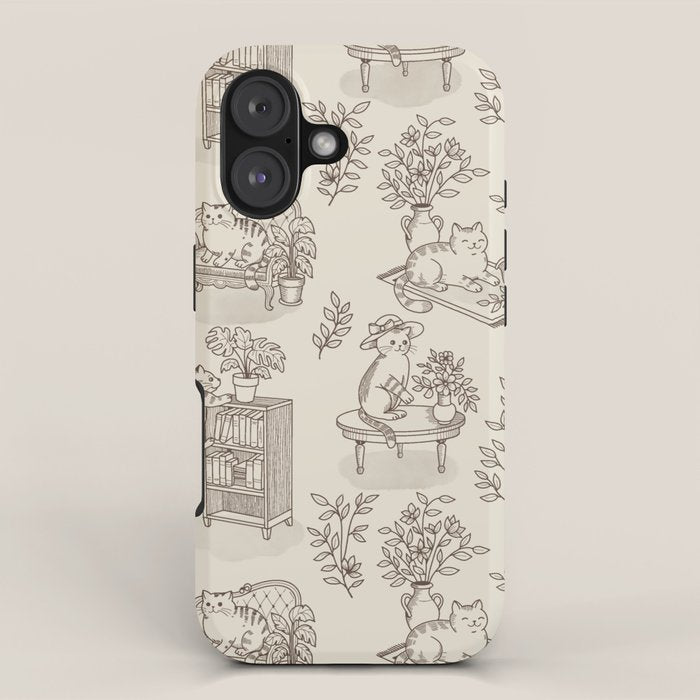 Chonky Cats Toile de Jouy iPhone Case Gallery Image 1