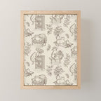 Chonky Cats Toile de Jouy Mini Art Print Gallery Image 1