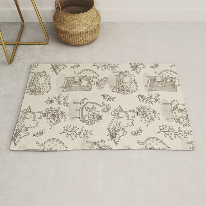 Chonky Cats Toile de Jouy Rug Gallery Image 1