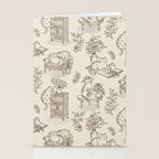 Chonky Cats Toile de Jouy Stationery Card Gallery Image 2