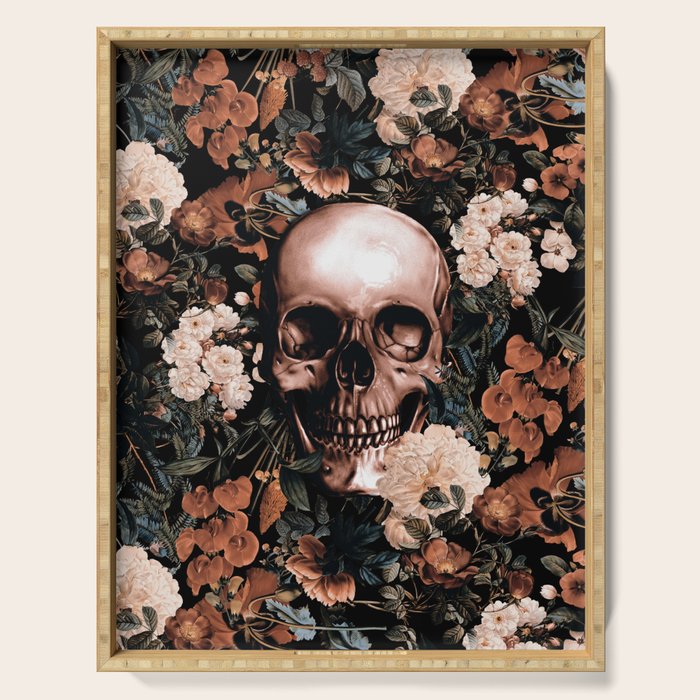 SKULL AND FLOWERS II Serving Tray Gallery Image 1