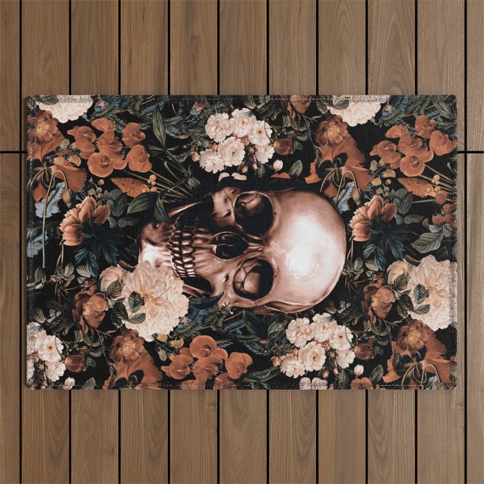 SKULL AND FLOWERS II Outdoor Rug Gallery Image 1
