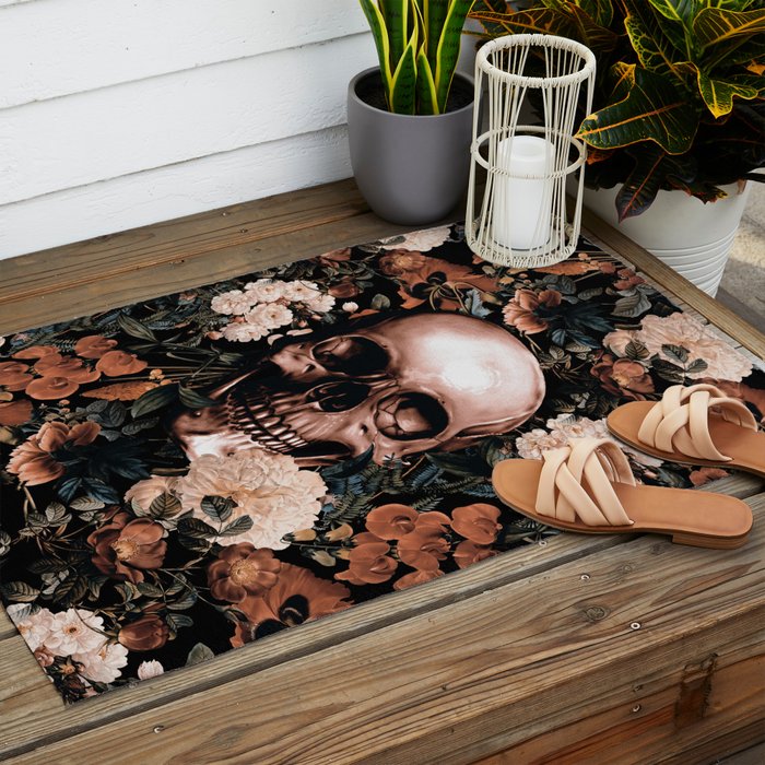 SKULL AND FLOWERS II Outdoor Rug Gallery Image 2