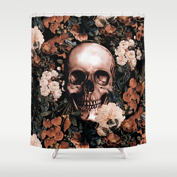 SKULL AND FLOWERS II Shower Curtain Gallery Image 1