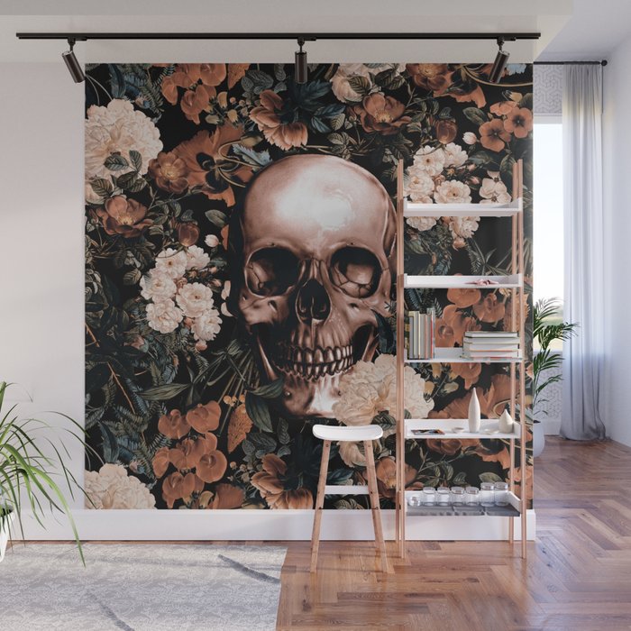 SKULL AND FLOWERS II Wall Mural Gallery Image 1
