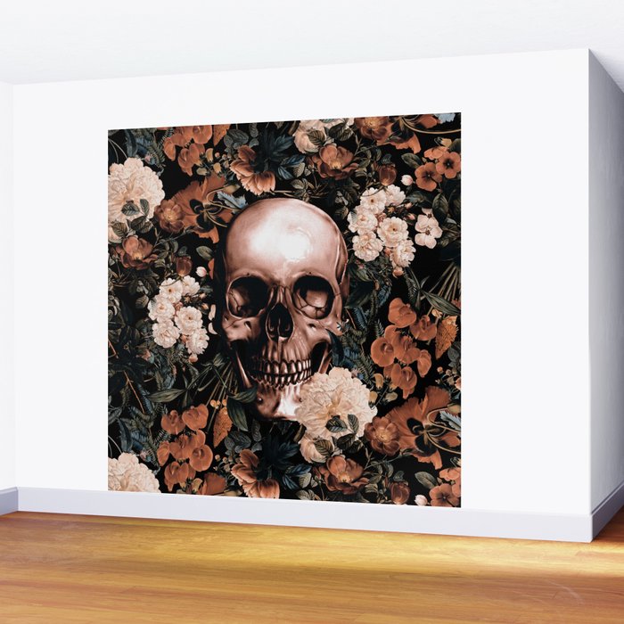 SKULL AND FLOWERS II Wall Mural Gallery Image 2
