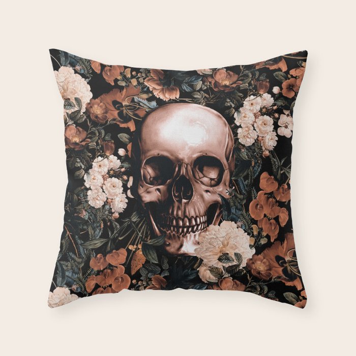SKULL AND FLOWERS II Throw Pillow Gallery Image 6