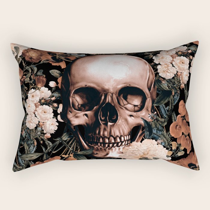 SKULL AND FLOWERS II Rectangular Pillow Gallery Image 1