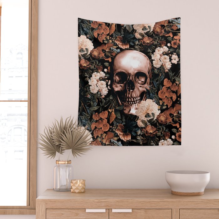 SKULL AND FLOWERS II Wall Tapestry Gallery Image 2