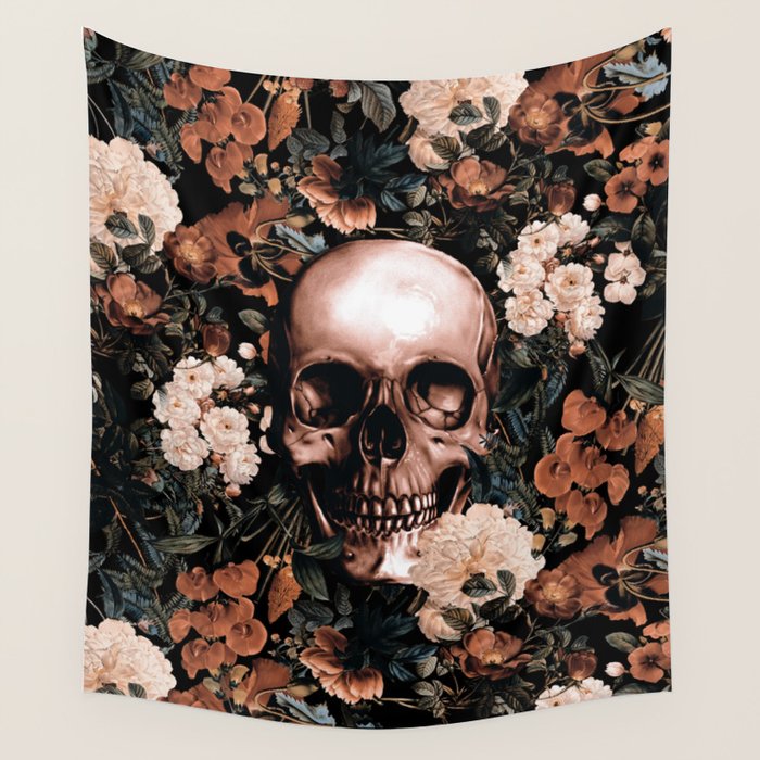 SKULL AND FLOWERS II Wall Tapestry Gallery Image 4