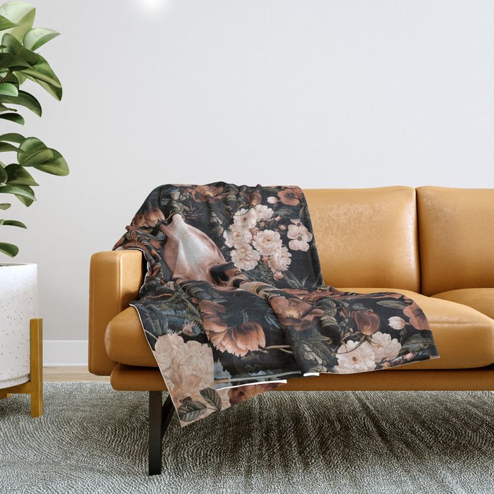 SKULL AND FLOWERS II Throw Blanket Gallery Image 1