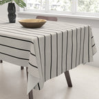 Minimal Arch LVII Vintage Creme and Black Modern Geometric Lines Tablecloth Gallery Image 3