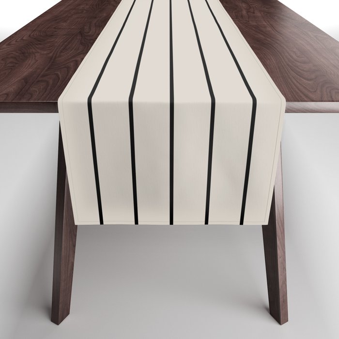 Minimal Arch LVII Vintage Creme and Black Modern Geometric Lines Table Runner Gallery Image 1