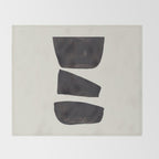 Black & White Minimalist Abstract Shapes Patterns Black Ink Painting Throw Blanket Gallery Image 2